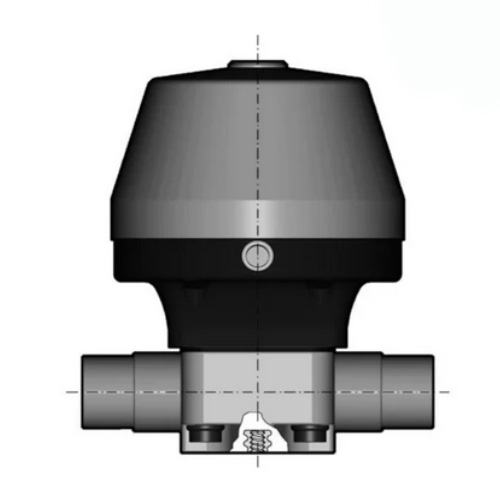 PP 2/2-Wege-Membranventil, Ausf&uuml;hrung Schwei&szlig;stutzen, NC, FKM, Typ 485