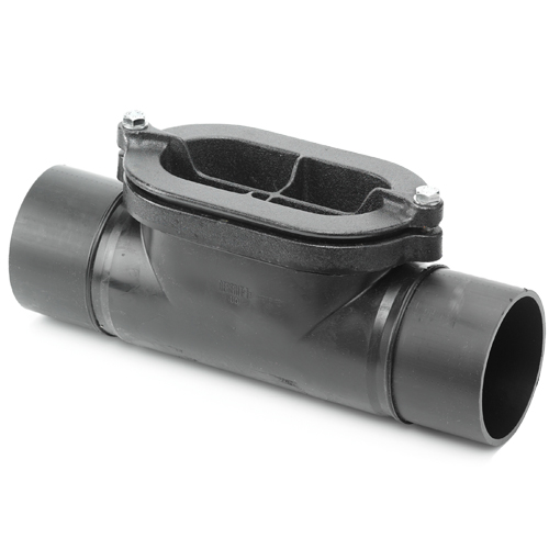 PE-Abfluss Putzst&uuml;ck, mit ovalem Metall-Verschlussdeckel